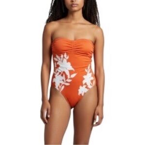 Joe Fresh One-Piece Women’s Strapless Floral Swimsuit Sunshine Scorching Hot M